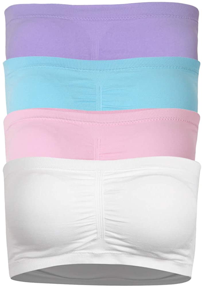 Price:$19.99 DD DEMOISELLE Womens Strapless Bra, Lightweight Nursing Bra Seamless Wirefree Padded Bra Push Up Removable Padding Bandeau Bra Boob Tube Summer Loungewear Everyday Bra 4-Pack, White Purple Pink Blue S at Amazon Women’s Clothing store