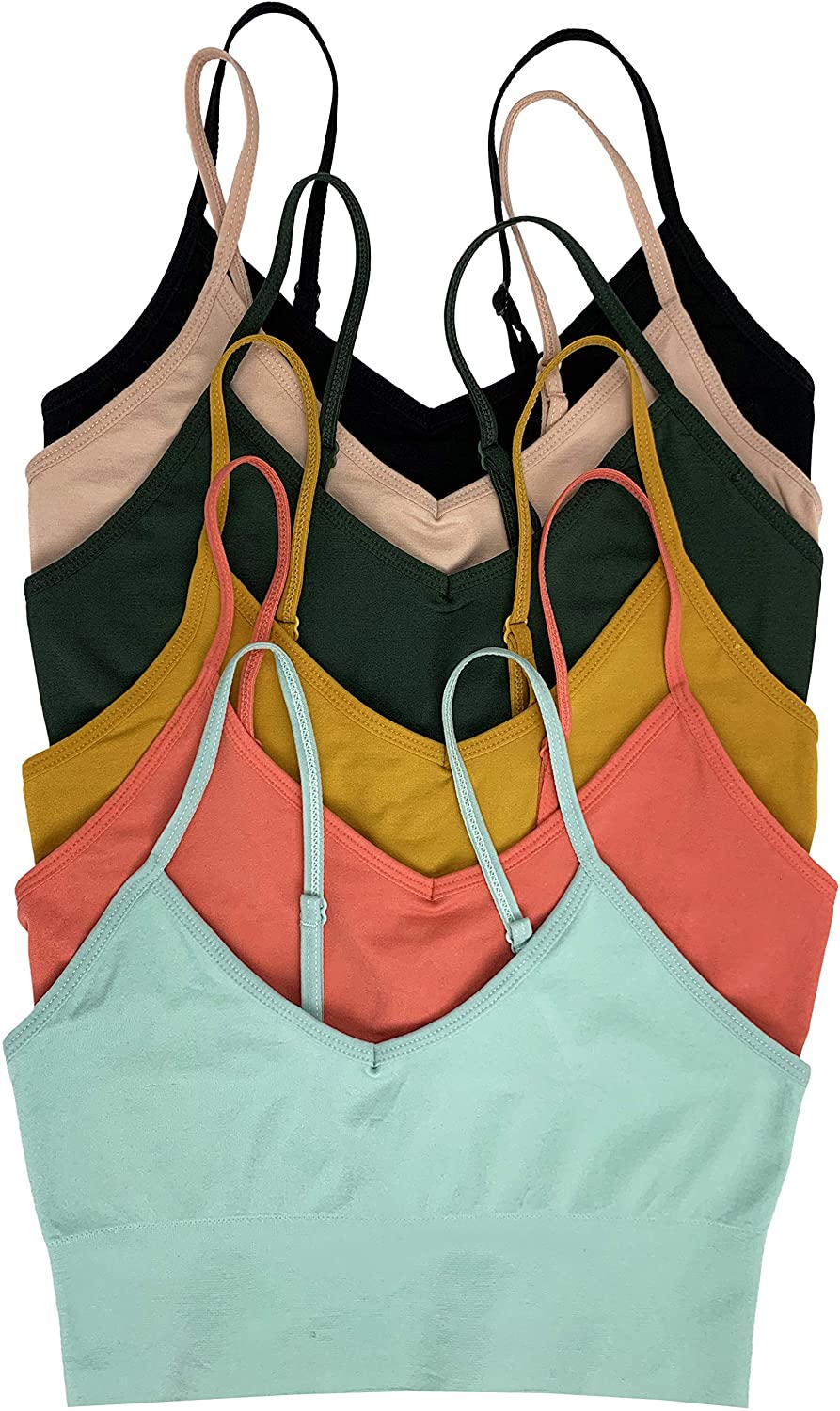 Price:$22.95 ToBeInStyle Women's Pack of 6 Y-Back Racerback Non  Padded Sports Bras - Elongated Pastel - OS at Amazon Women’s Clothing store