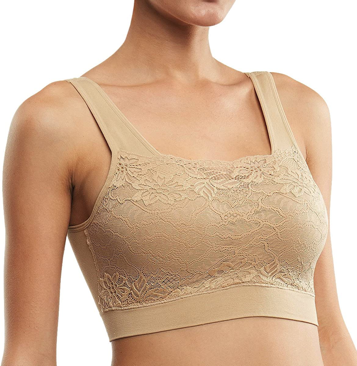 Price:$12.99 Beilini Women's Sports Bra Wire Free Athletic Camisole Top with Lace at Amazon Women’s Clothing store