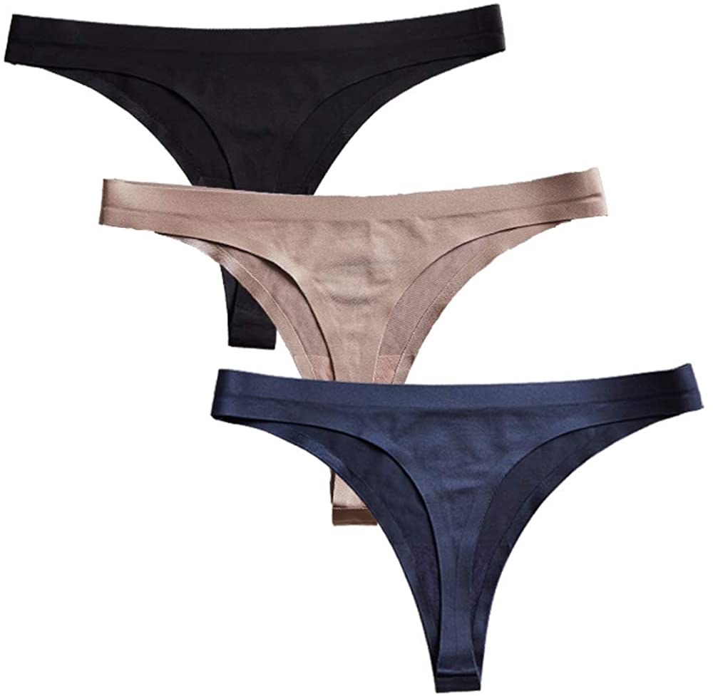 Price:$11.99    ListenToGirls Women Seamless Thongs,Low Rise Invisible Underwear, Ice Silk Comfy G-String Panties(Multipacks)  Clothing