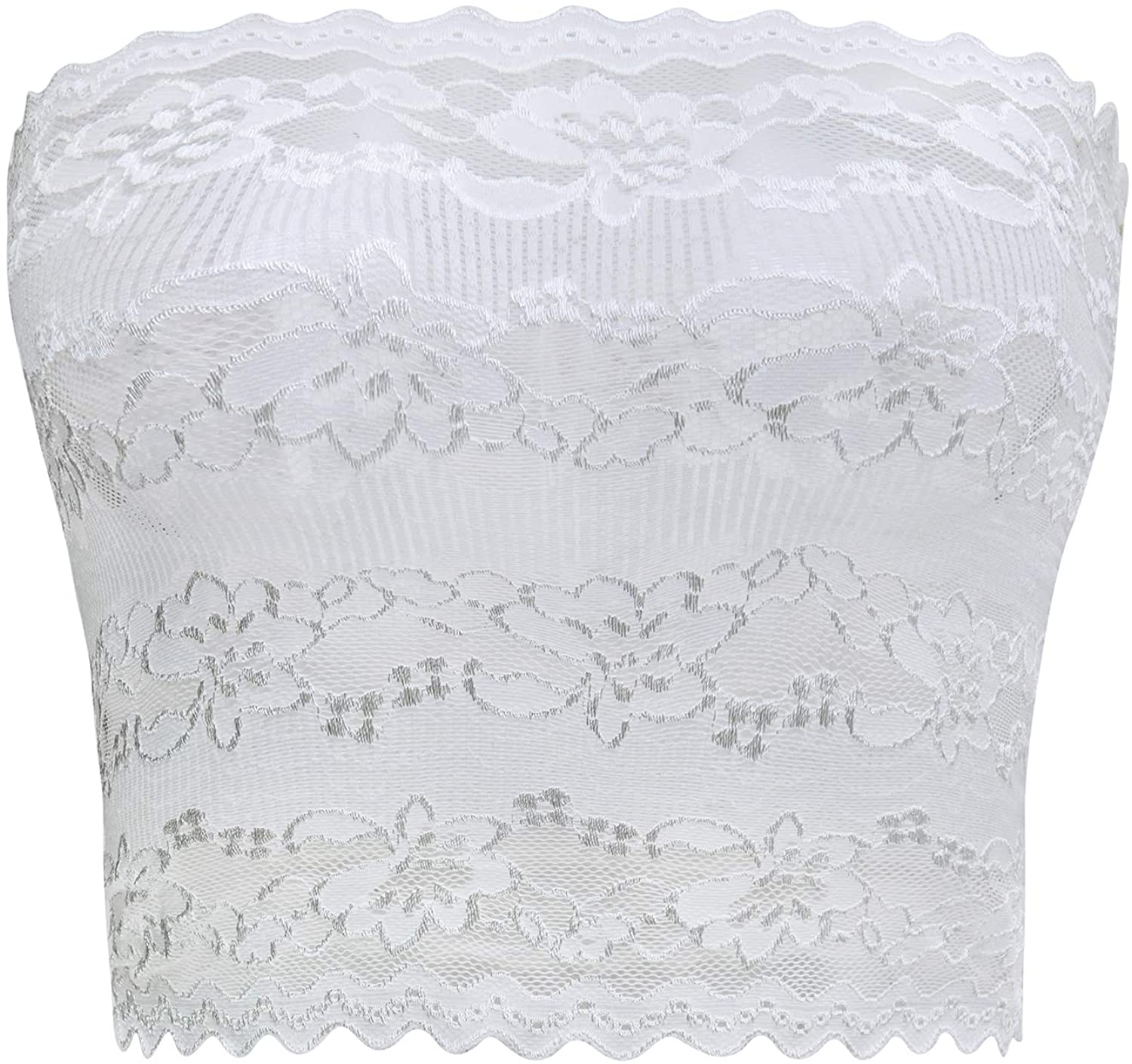 Price:$8.99 CENG MAU Women Plus Size Floral Lace Unlined Stretchy Strapless Bras Tube Tops at Amazon Women’s Clothing store
