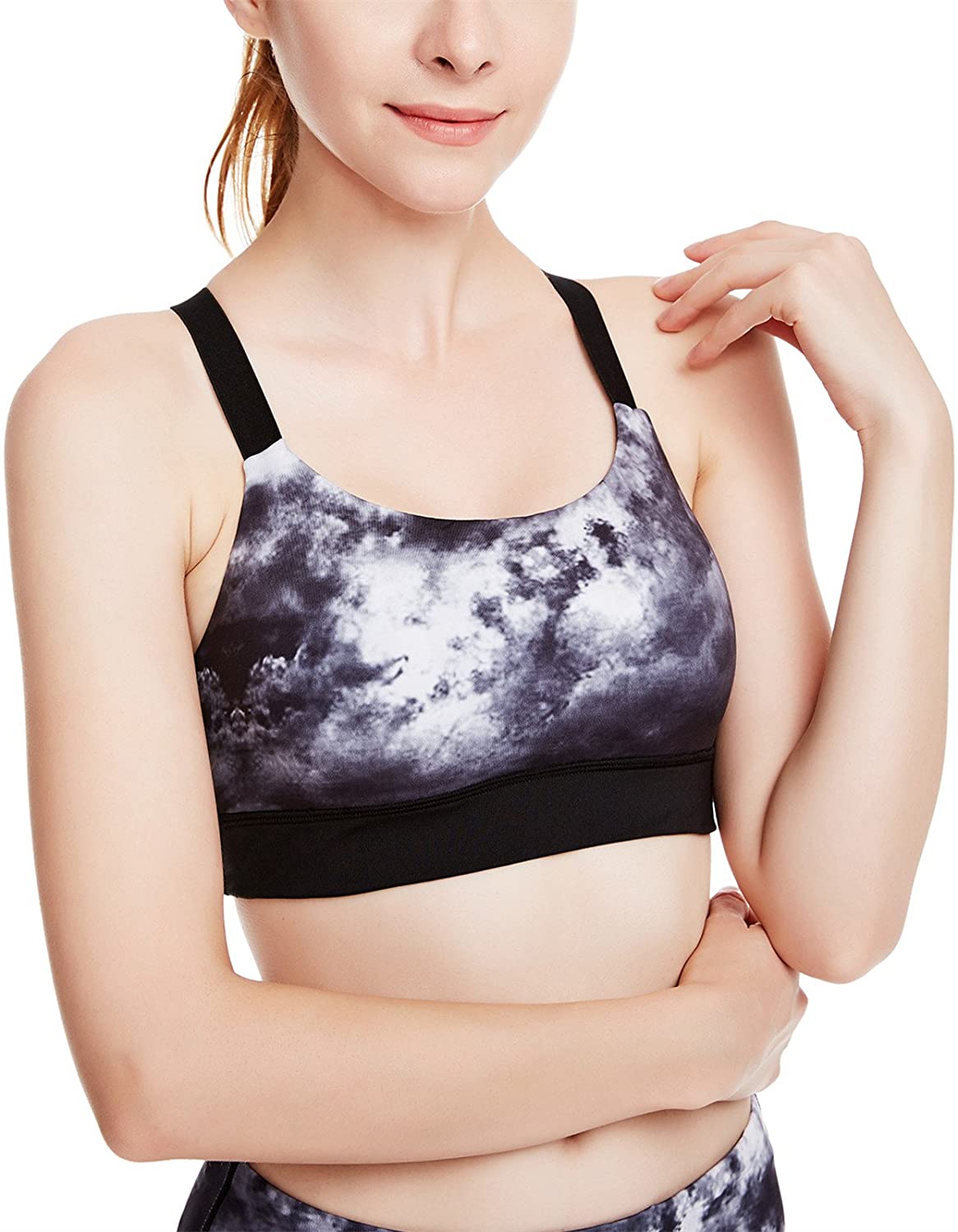 Price:$11.99 icyzone Sports Bras for Women - Activewear Strappy Padded Workout Exercise Yoga Tops Bra at Amazon Women’s Clothing store