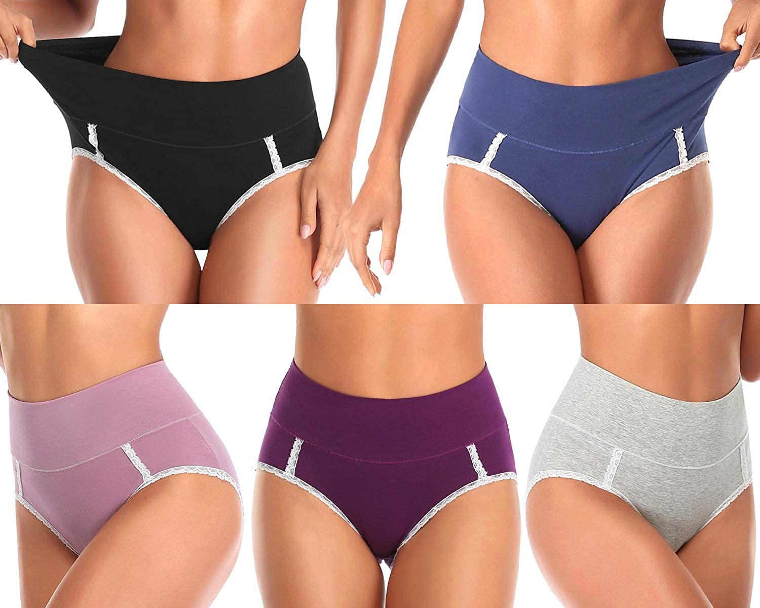 Price:$11.99 Envlon Womens Underwear High Waist Cotton Underwear No Muffin Soft Full Coverage Ladies Brief Panties at Amazon Women’s Clothing store