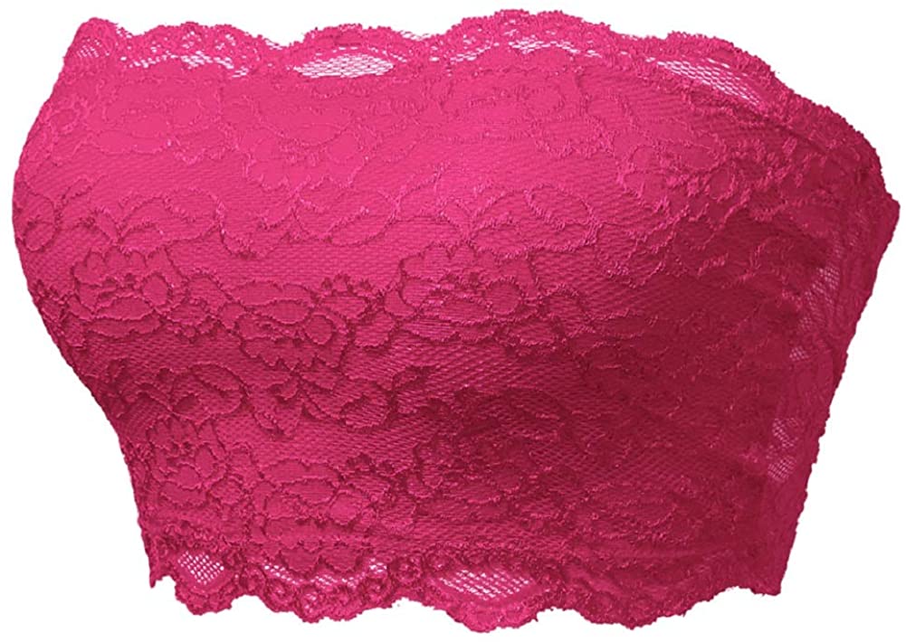 Price:$5.98 CAMELLIA Women’s Bandeau Tube Top – Strapless Sexy Full Lace Mesh Bralette Sports Bra Stretch Yoga Active 2079 Hot Pink L at Amazon Women’s Clothing store