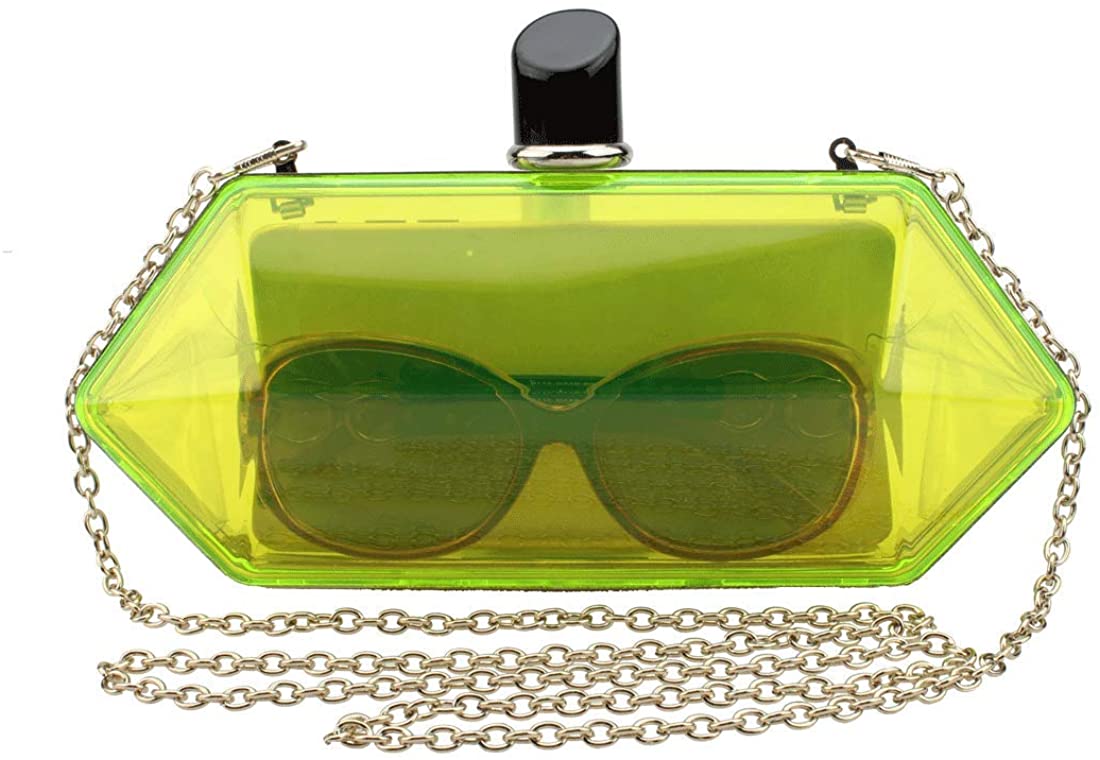 Price:$17.99 LETODE Acrylic Fashionable Transparent Evening Clutches Shoulder Bags Handbag for Women Ladies Gift Ideal (yellow)  Handbags   