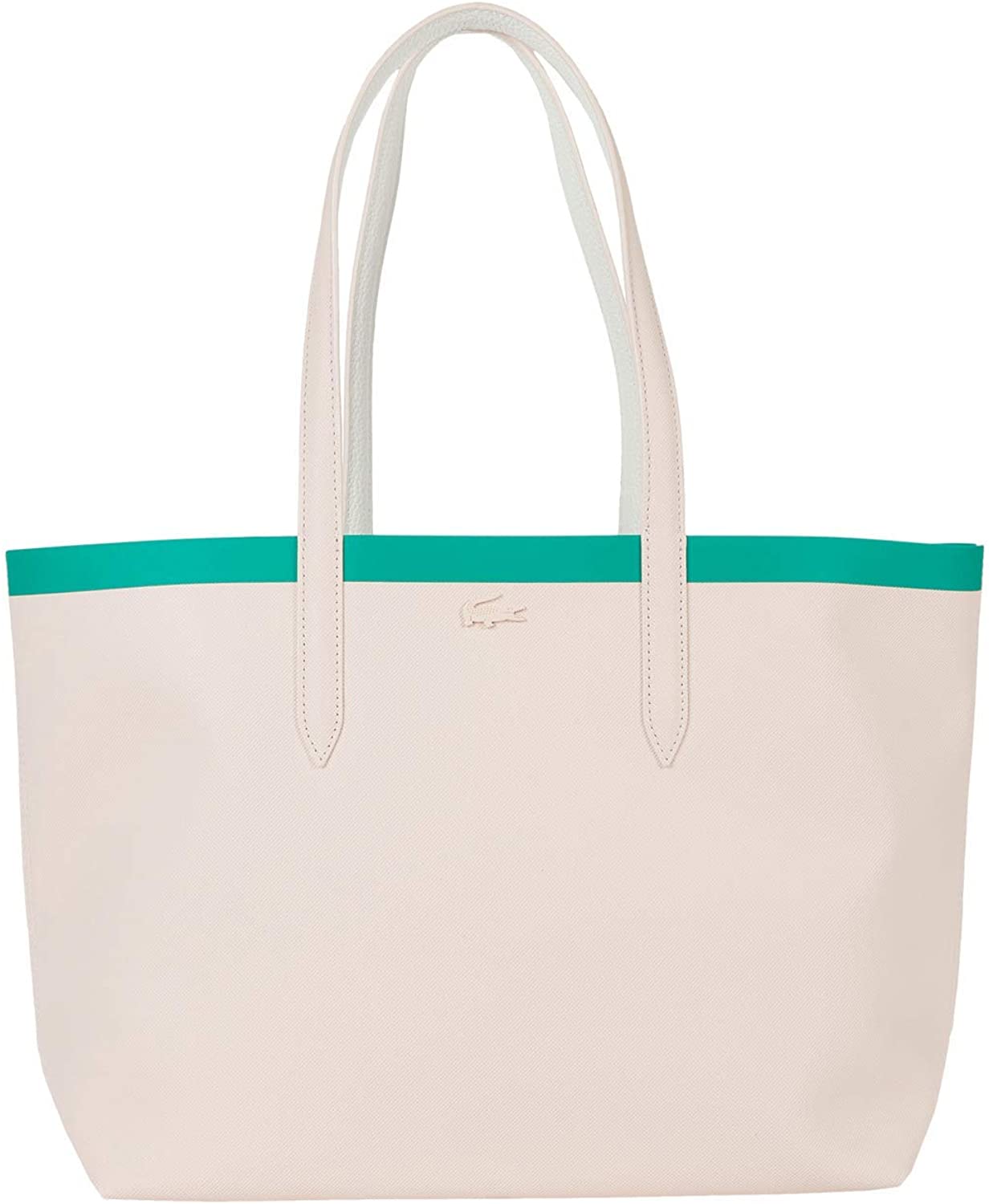 Price:$0.00    Lacoste Women Contrast Anna Shopping Tote Bag, Flamant Farine Verdier  Clothing