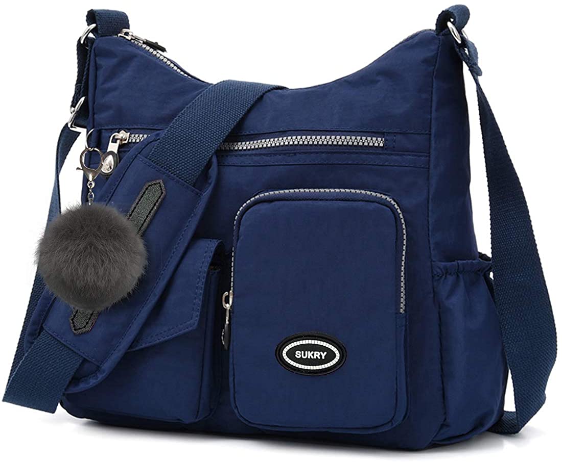 Price:$21.99    Nylon Crossbody Bag for Women with Anti-theft RFID Pocket, Water-resistant Shoulder Bag Travel Purses and Handbag (Navy blue)  Clothing