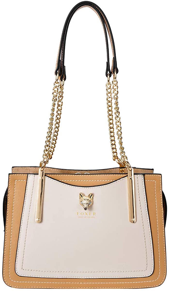Price:$73.99    Leather Satchel Handbags for Women, Genuine Leather 3D Fox Decoration Ladies Shoulder Bags with Metal Chain Strap Womens Fashion Top-handle Bags Women's Casual Purses and Handbags (Brown & White)  Clothing