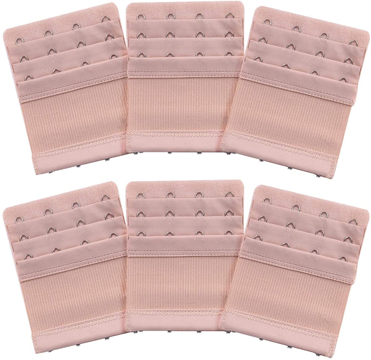 Price:$6.99 Akstore 6 Pieces Women's Soft Comfortable Elastic Bra Extenders Bra Extension Strap 4 Hook 3 Row Lady's Bra Extender Bra Band (Skin Color) at Amazon Women’s Clothing store