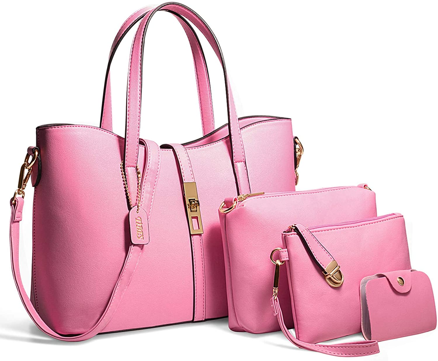 Price:$26.92    TIBES Fashion Women's PU Leather Handbag Shoulder Bag Purse Card Holder 4pcs Set Tote  Clothing