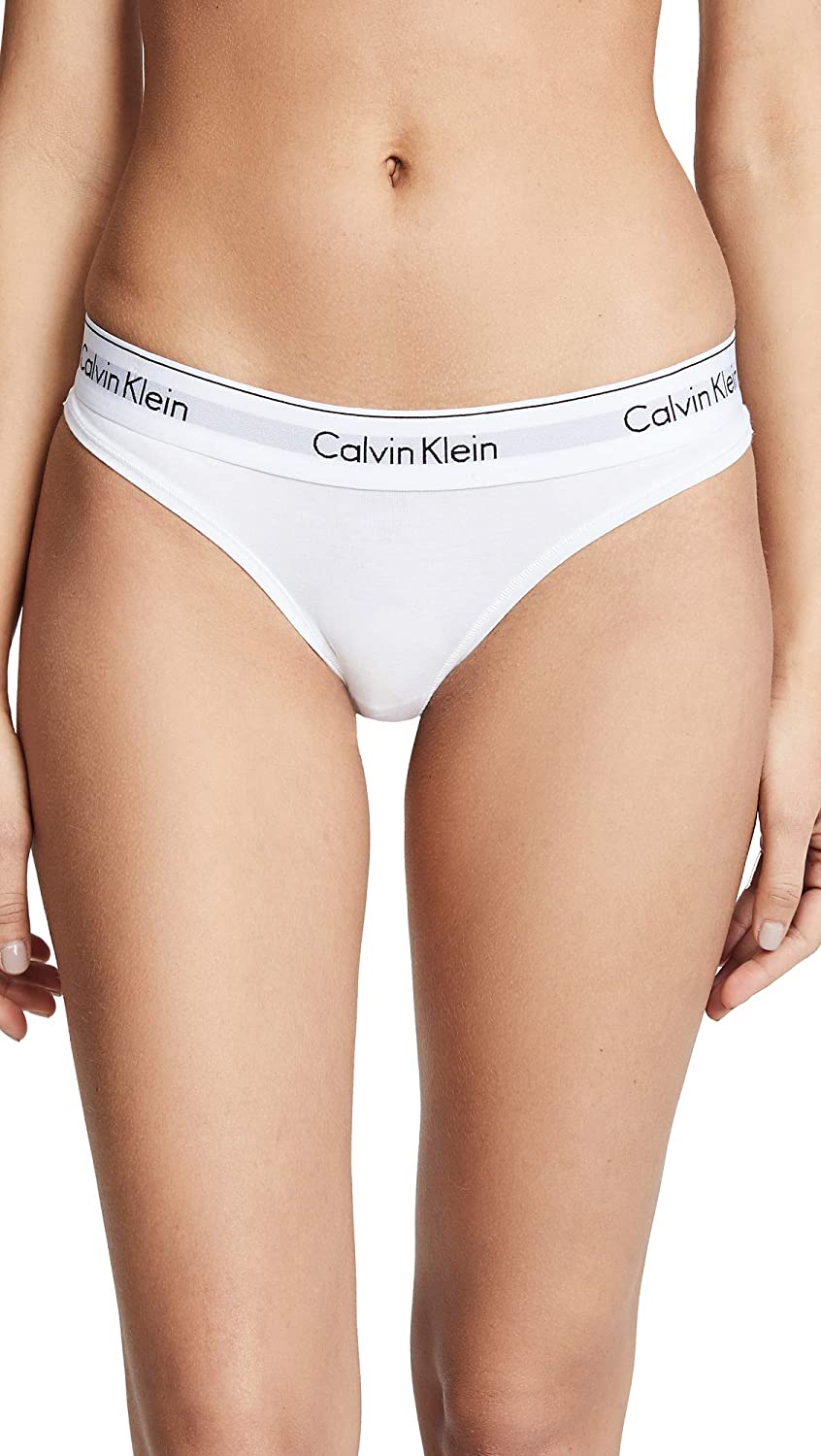 Price:$20.00    Calvin Klein Women's XS-XL Modern Cotton Thong Panty, White, Large  Clothing