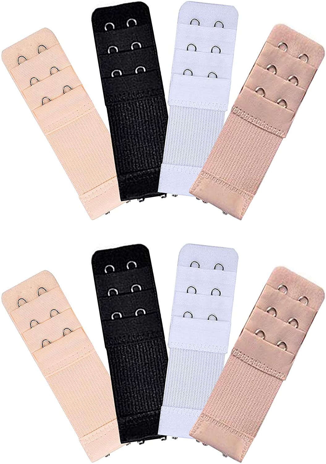 Price:$5.99 KTOBTEL 8 Pieces Women Bra Extenders 2 Hooks 3 Rows Elastic Bra Band Hook Strap Extensions Bra Accessories (Multicolor) at Amazon Women’s Clothing store