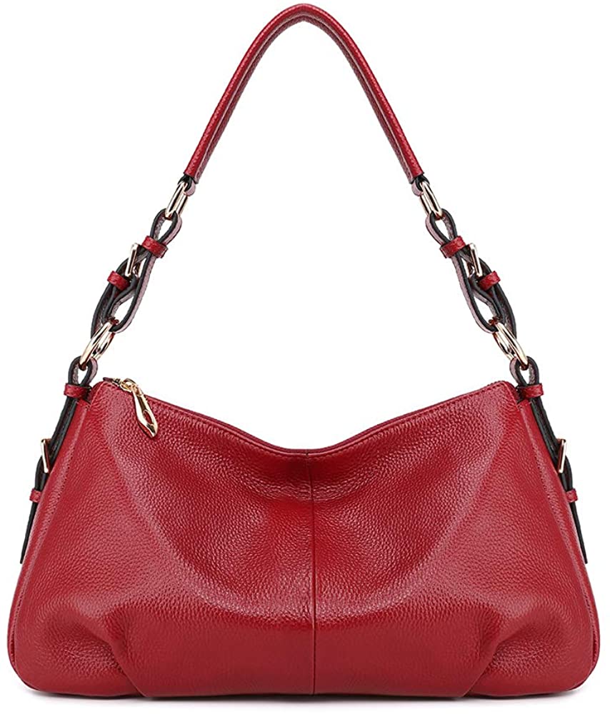 Price:$60.99    Kattee Soft Leather Hobo handbags for Women, Genuine Top Handle Vintage Shoulder purses(Red)  Clothing