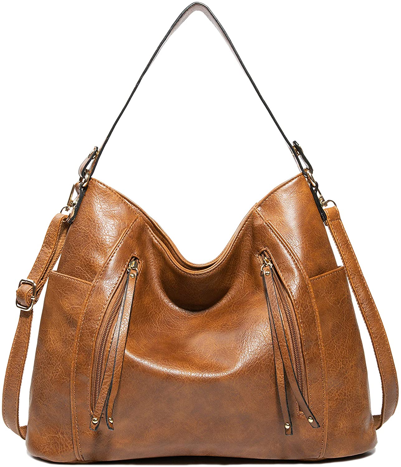 Price:$29.99    Purses and Handbags for Women Hobo Bag Vegan Leather Designer Tote Shoulder Bag Bucket Purse Crossbody Large(Brown)  Clothing