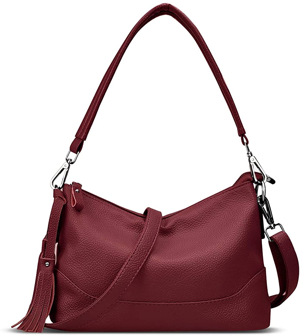 Price:$24.90    VOLCANIK ROCK Leather Tassel Zipper Bucket Crossbody Bag with 2 Removable Straps Women Shoulder Messenger Purse and Handbag (Red)  Clothing