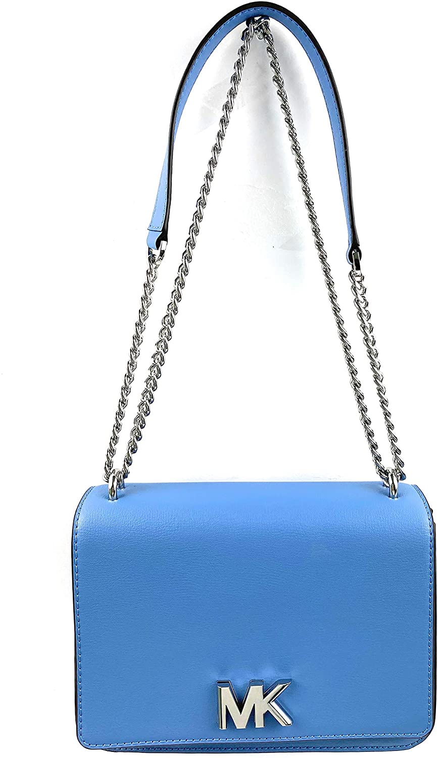Price:$179.97 Michael Kors Women's Mott Large Leather Chain Shoulder Bag (French Blue)  Handbags   