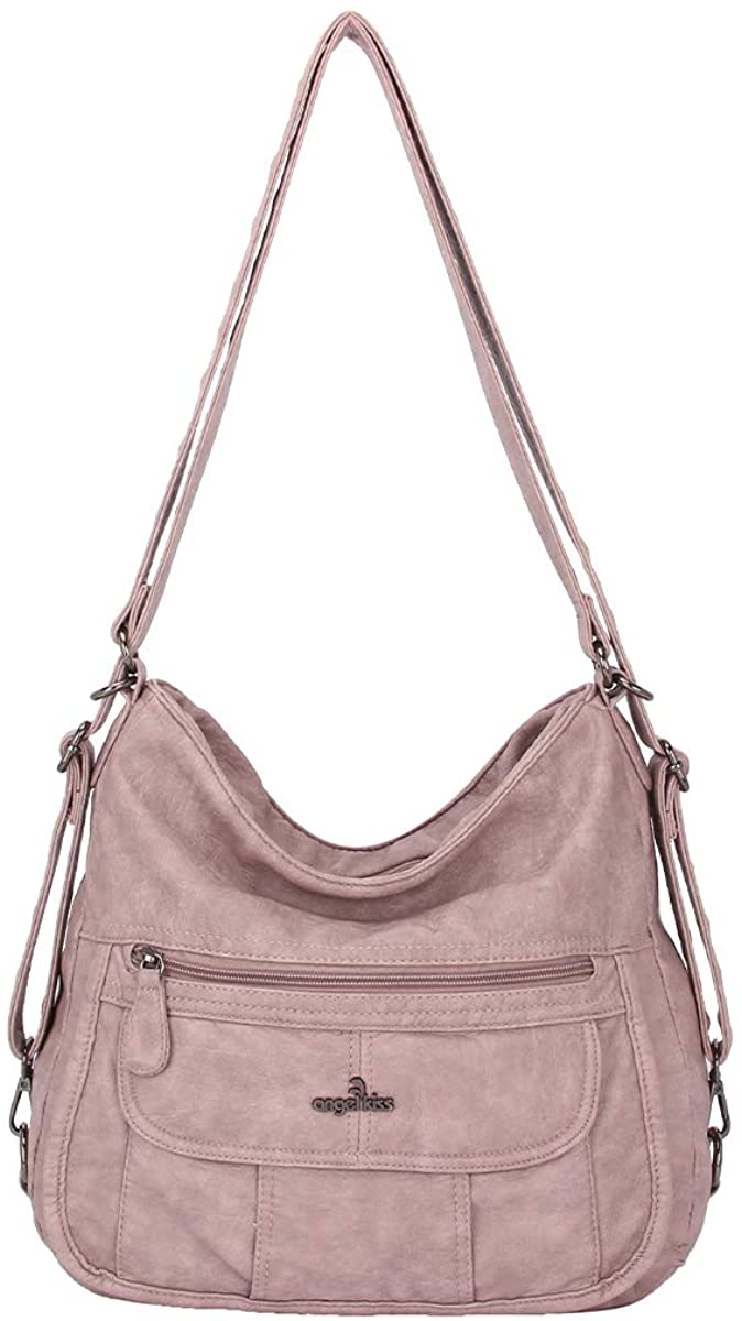 Price:$39.99    angel kiss Satchel Handbag for Women, Ultra Soft Washed Vegan Leather Crossbody Bag, Shoulder Bag, Tote Purse (Zangelkiss#A-0105#N162#11PINK)  Clothing