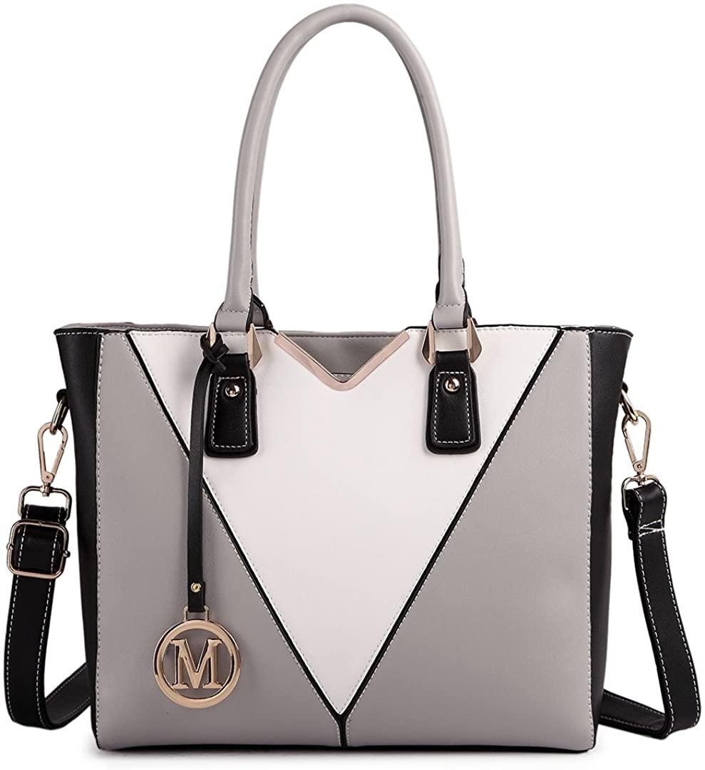 Price:$22.99 Miss Lulu Women Purses and Handbags V Shape Lady Top Handle Tote Shoulder Bag (GRAY 1641)  Handbags   