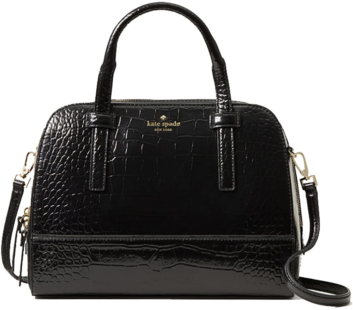 Price:$389.77    Kate Spade Riverside Street Exotic Small Felix Embossed Leather Shoulder Bag (Black)  Clothing