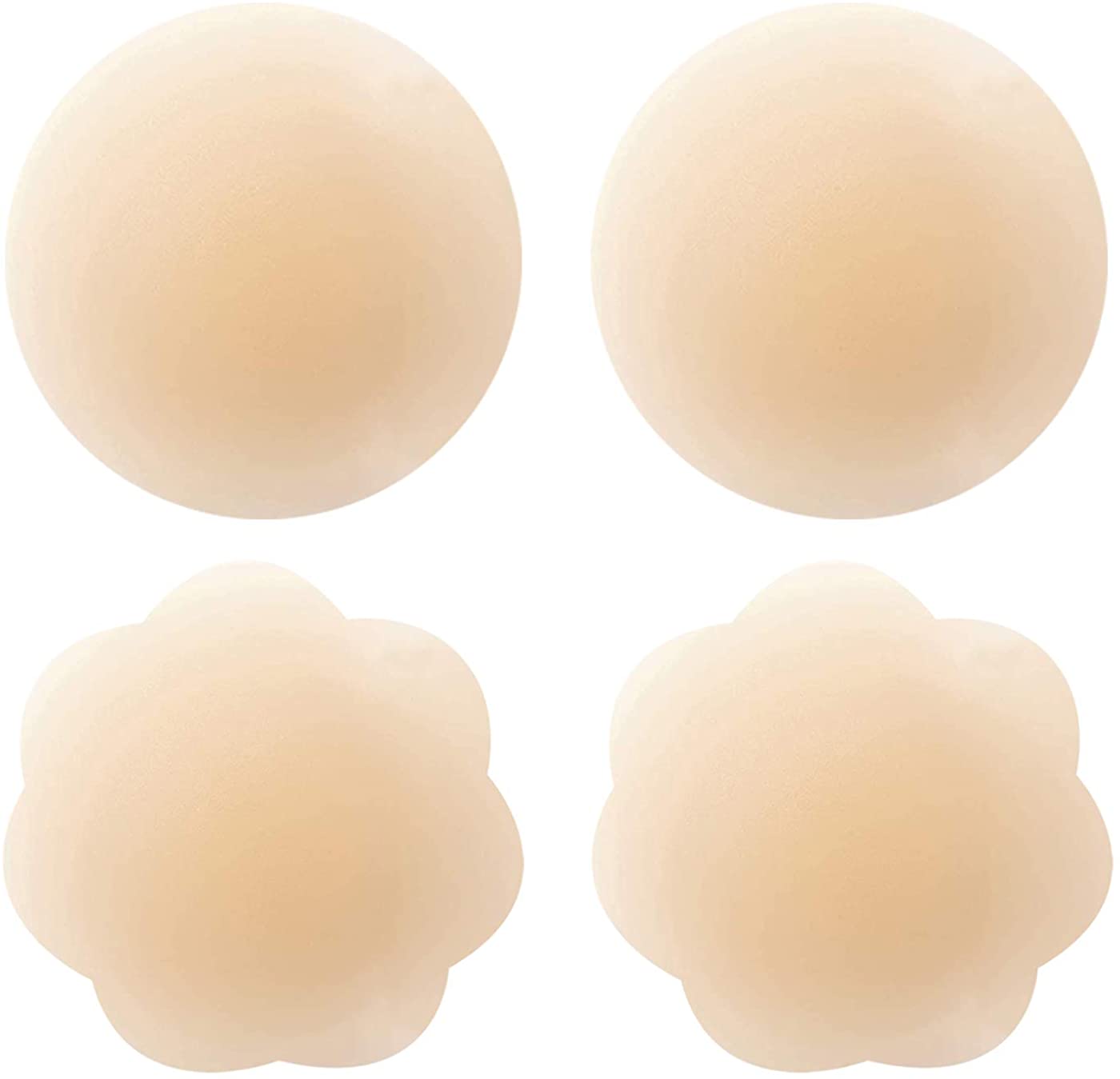 Price:$8.76 Womens Nipple Covers 2 Pairs Silicone Pasties Adhesive Bras Reusable Invisible Nipplecover Breast Petals Gifts Pack (2 Pairs) at Amazon Women’s Clothing store