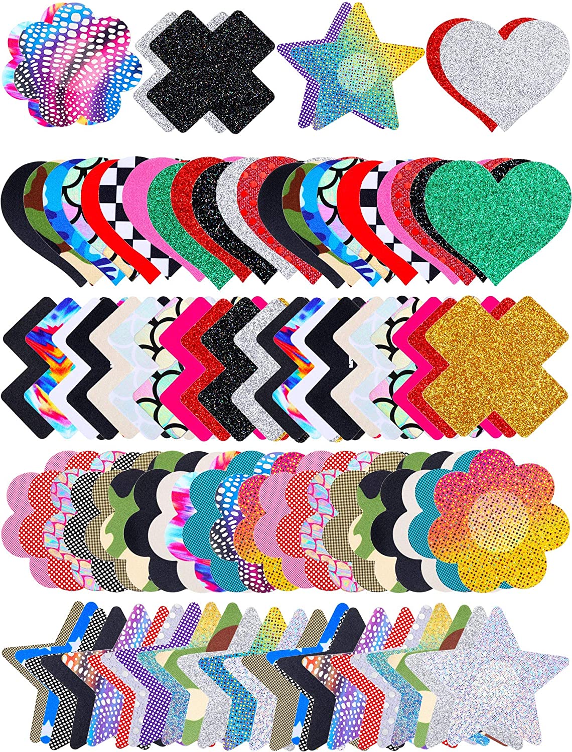 Price:$45.99 150 Pairs Multi Design Pasties Covers Disposable Breast Satin Petal Stickers Adhesive Breast Pasty at Amazon Women’s Clothing store