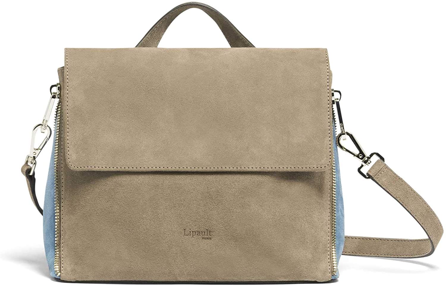 Price:$125.00 Lipault - Rendez-Vous Crossbody Bag - Crossover Shoulder Handbag for Women - Dark Taupe/Icy Blue  Handbags   
