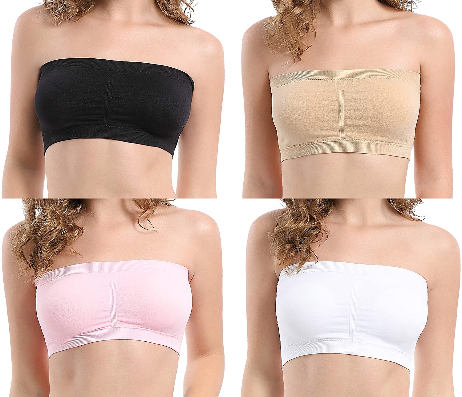 Price:$20.83 Tamlien Women's Strapless Bralette, Seamless Bandeau Stretchy Tube Top Bra Padded Bralette 3/4 Pack at Amazon Women’s Clothing store