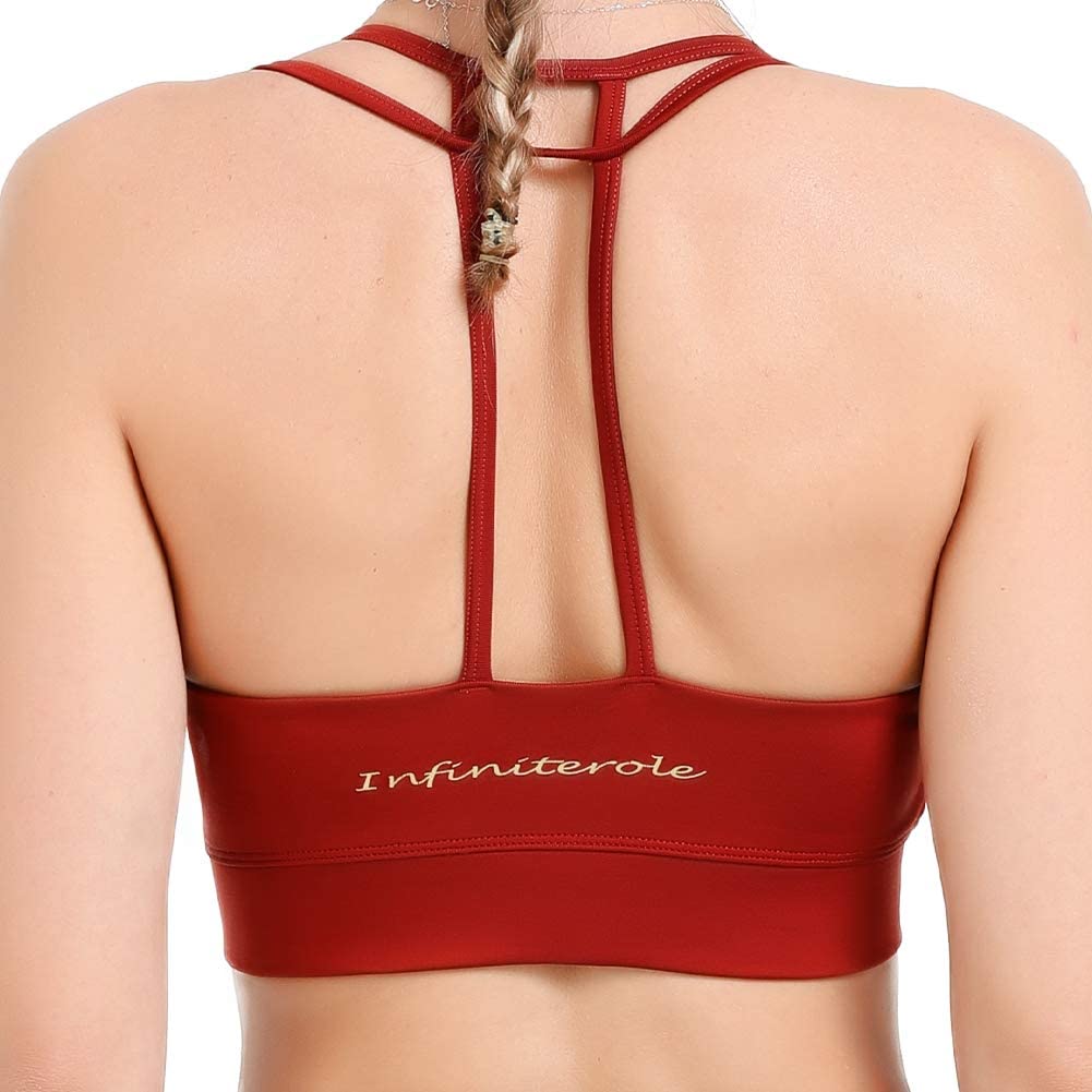 Price:$8.80    Infinite Role Women's Sports Bra, Seamless High Impact Racerback Yoga Bra Full Support Activewear with Removable Pads  Clothing
