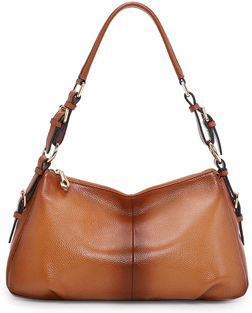 Price:$60.59    Kattee Soft Leather Hobo handbags for Women, Genuine Top Handle Vintage Shoulder purses(Sorrel)  Clothing