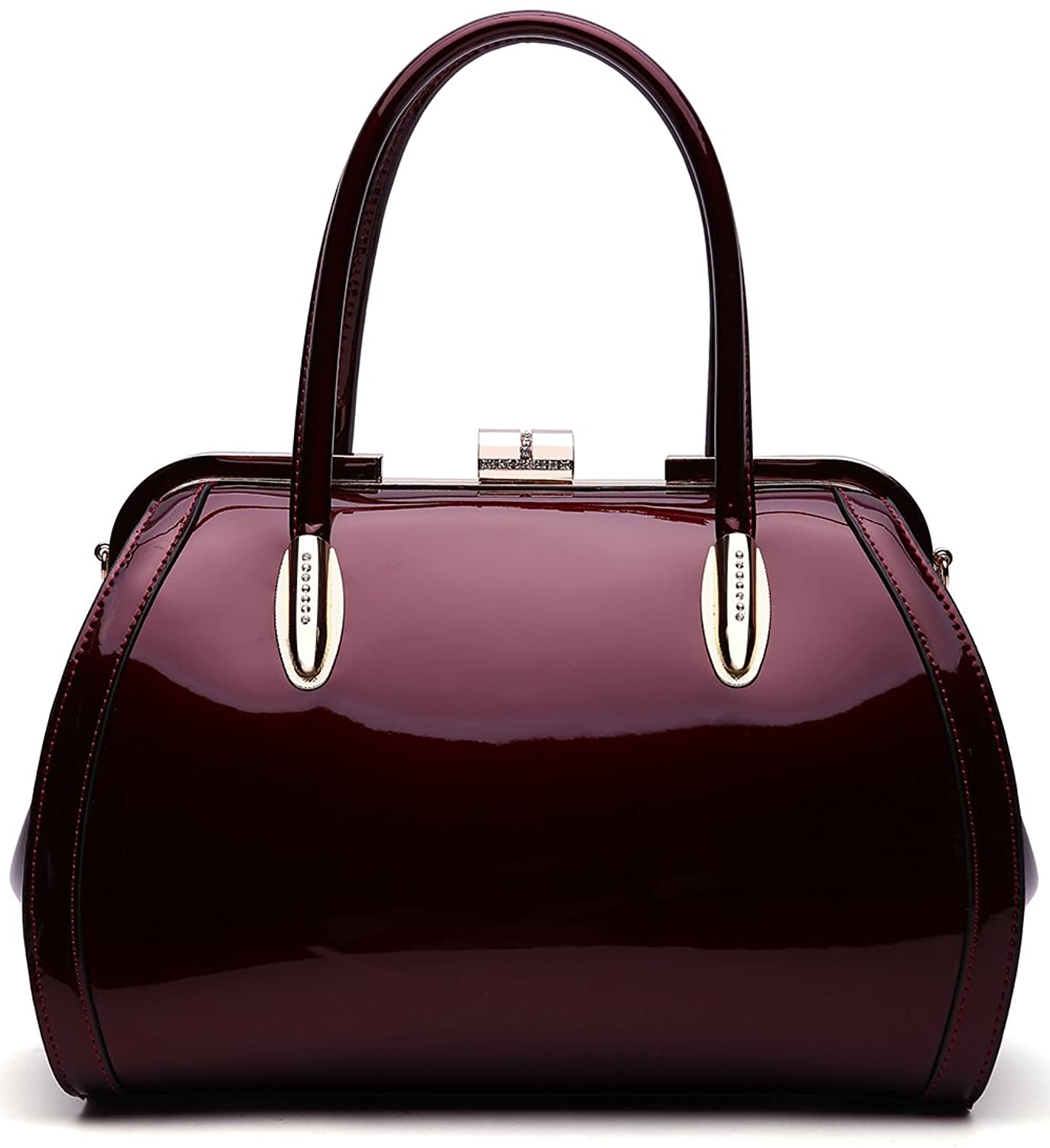 Price:$0.00    MKF Crossbody Satchel Shoulder Bags for Women - Patent PU Leather Handbag Purse - Marlene Lady Fashion Pocketbook Burgundy  Clothing
