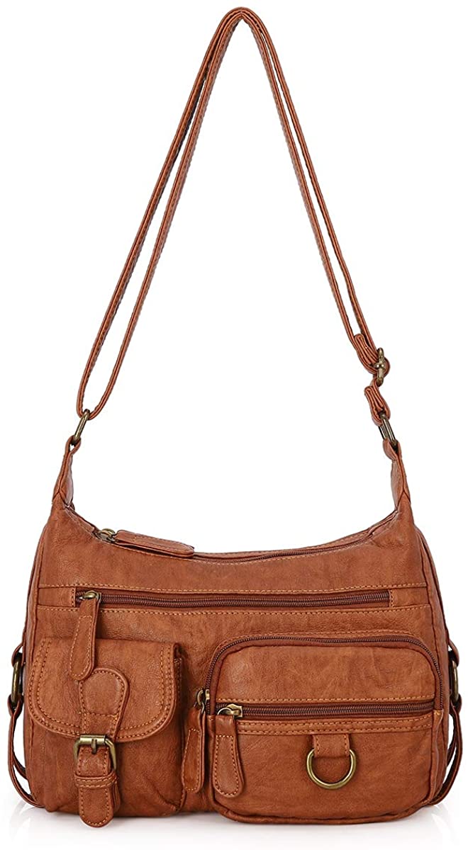 Price:$32.99 Angel Barcelo Cross body Shoulder Bag Women Soft Leather Purses Handbag Brown  Handbags   