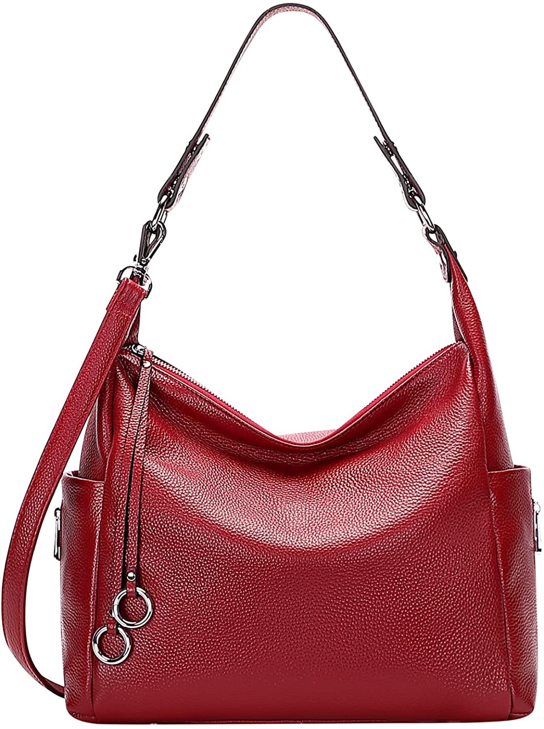 Price:$67.68    OVER EARTH Genuine Leather Purses and Handbags Shoulder Bags For Women Ladies Hobo Crossbody Purse Large (O116E Red Wine)  Clothing