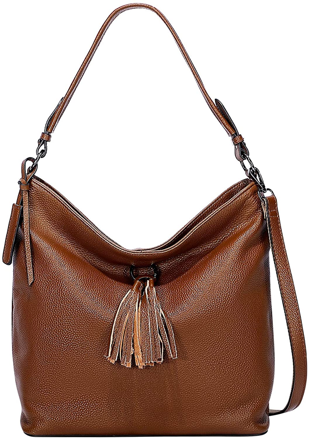 Price:$68.69    OVER EARTH Womens Handbags Genuine Leather Hobo Shoulder bag Large Crossbody Purse with Tassel(O115E Khaki)  Clothing