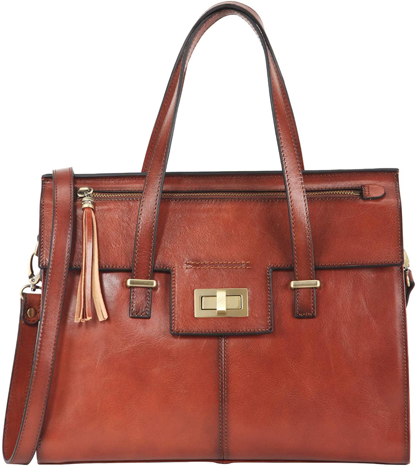 Price:$139.00    Banuce Vintage Full Grain Italian Leather Purses and Handbags for Women Satchel Bag Ladies Tassel Tote Messenger Shoulder Bag  Clothing