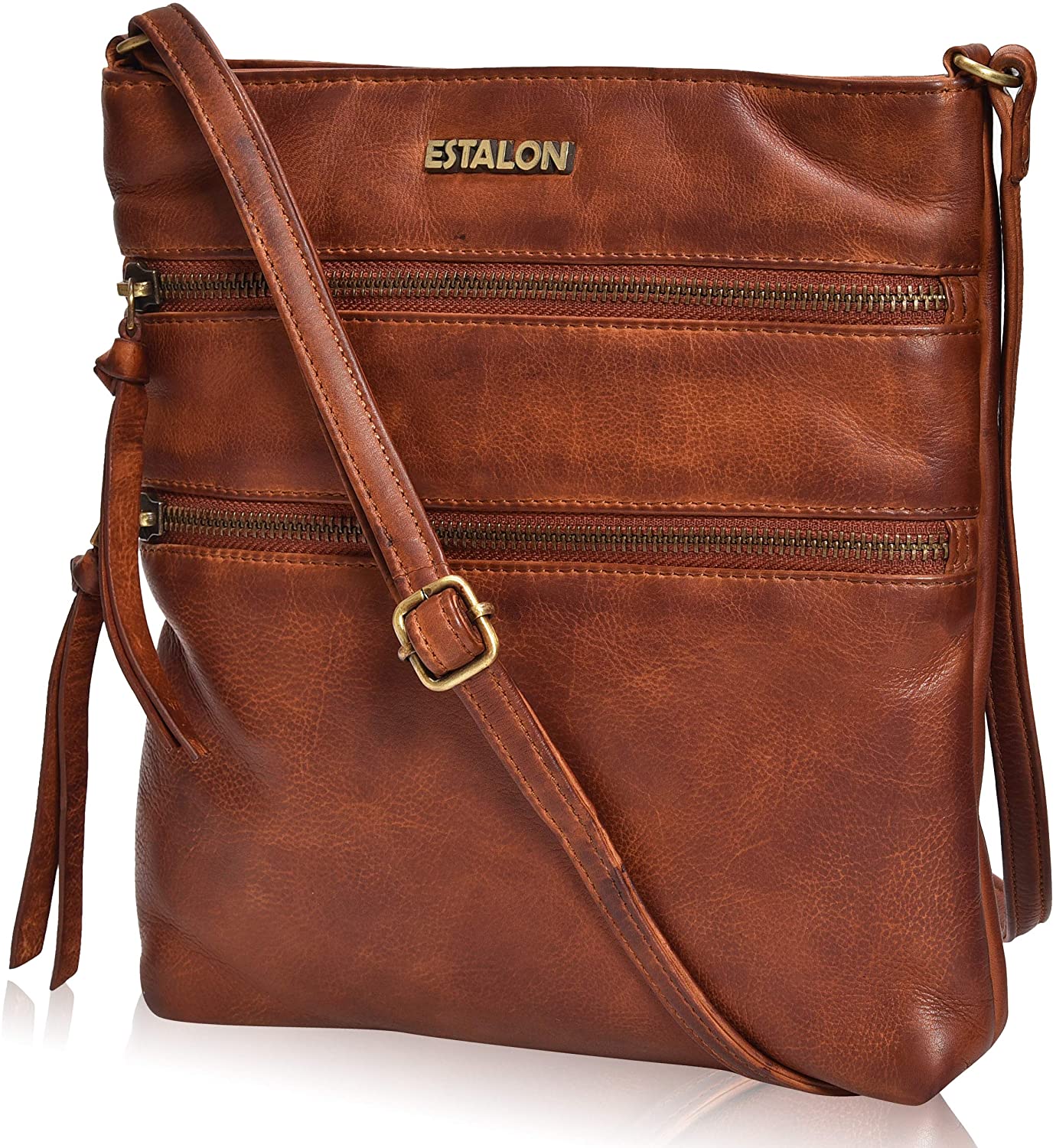 Price:$34.99 Crossbody Purses for Women - Large Tan Leather Crossover Purse, Handmade Bag  Handbags   