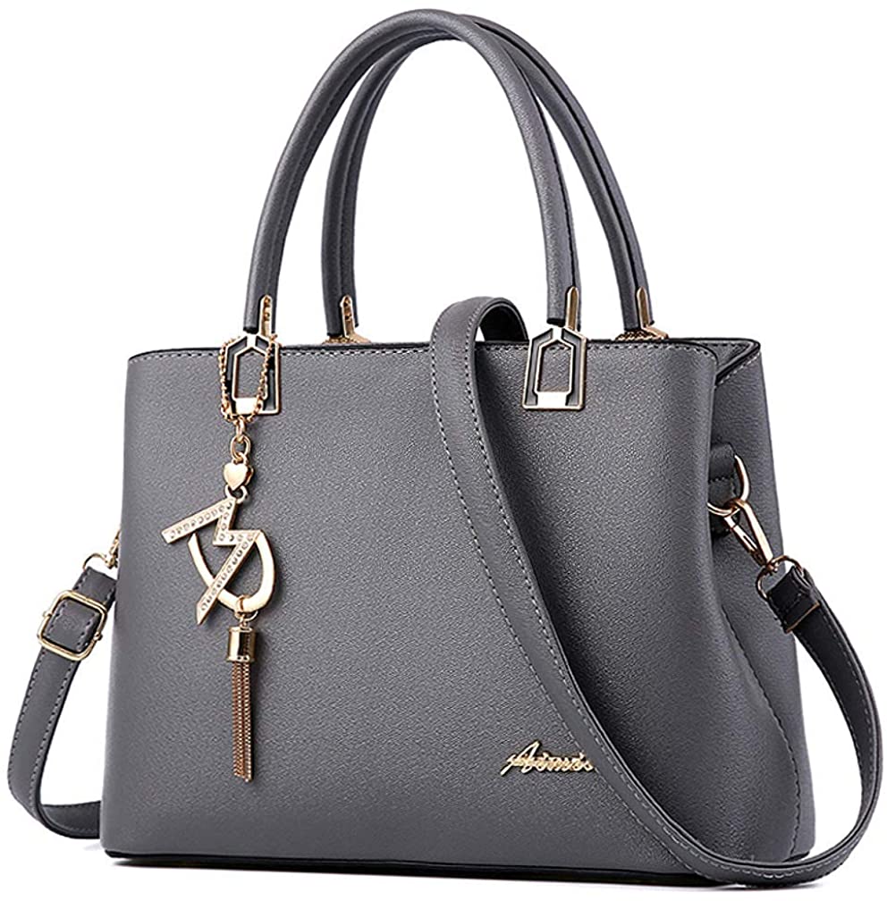 Price:$24.99    Womens Purses and Handbags Shoulder Bags Ladies Designer Top Handle Satchel Tote Bag (Grey)  Clothing