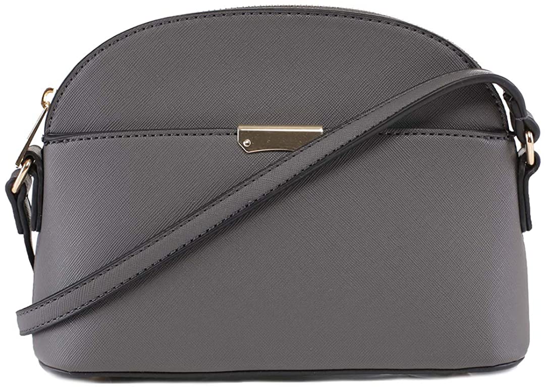 Price:$19.85 EMPERIA Ava Small Cute Saffiano Vegan Faux Leather Dome Crossbody Bags Shoulder Bag Purse Handbags for Women Gray  Handbags   