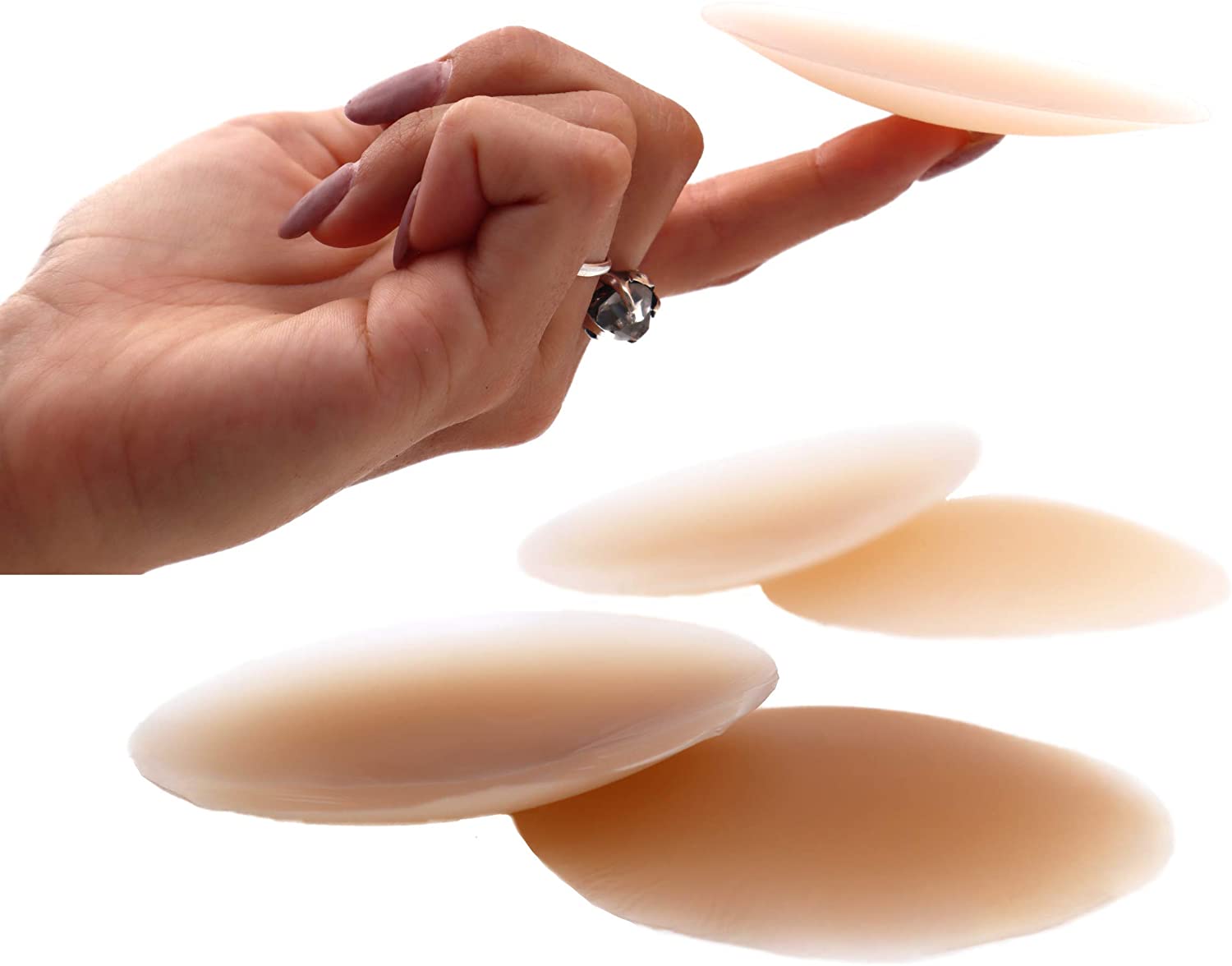 Price:$17.99 Boob-eez Headlight Hiders-Thin Reusable Nipple Covers/ 100% Silicone Nipple Pasties 8 cm - Prevents Nipple Chafing (Mocha) at Amazon Women’s Clothing store