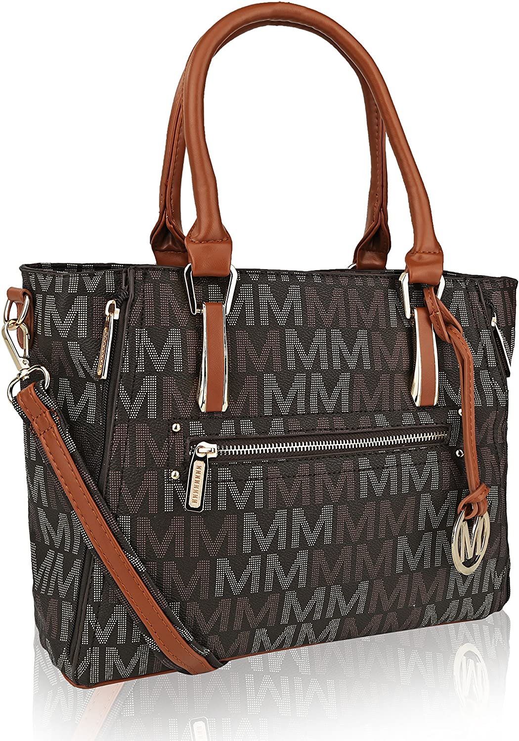 Price:$39.99    Mia K Collection Crossbody Shoulder Handbag for Women, PU Leather Pocketbook Top-Handle Purse Tote-Satchel Bag Brown  Clothing