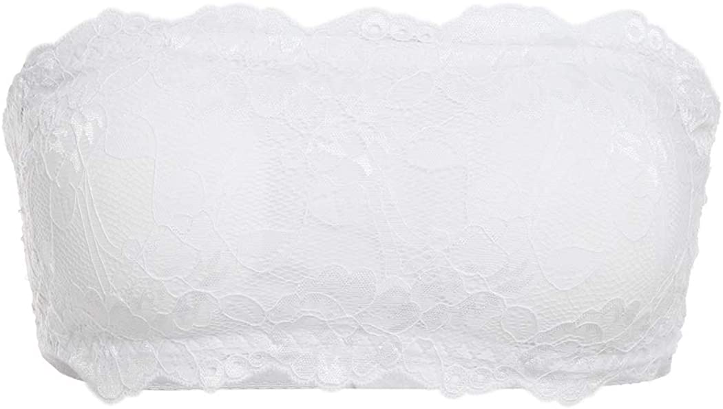 Price:$16.99 Spandex Nylon Strapless Lace Seamless Tube Top Bandeau Bralette Bra Wirefree for Women Comfy at Amazon Women’s Clothing store