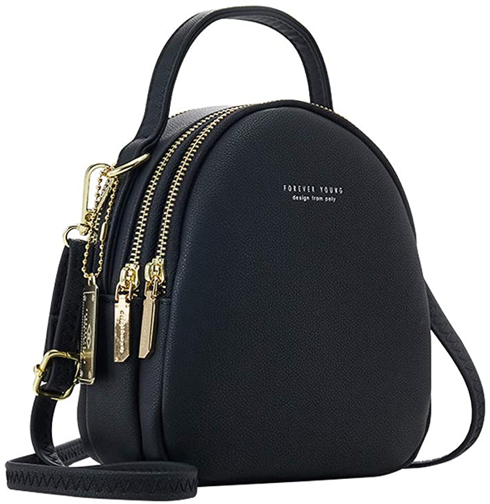 Price:$24.98    Backpack Purse for Women, Aeeque Leather Ladies Shoulder Bag Crossbody Phone Bags Handbags Girls Black Mini Backpacks Clutch Wallet for Samsung Galaxy J3 J7 S9 S8 Plus Note 9 8 iPhone XR 8 7 6S Huawei  Clothing