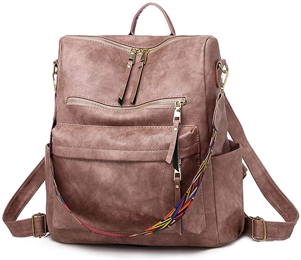 Price:$28.99    Women Fashion Backpack Purse, Convertible Ladies Daypack Colorful Strap Shoulder Bag Handbags, Pink  Clothing