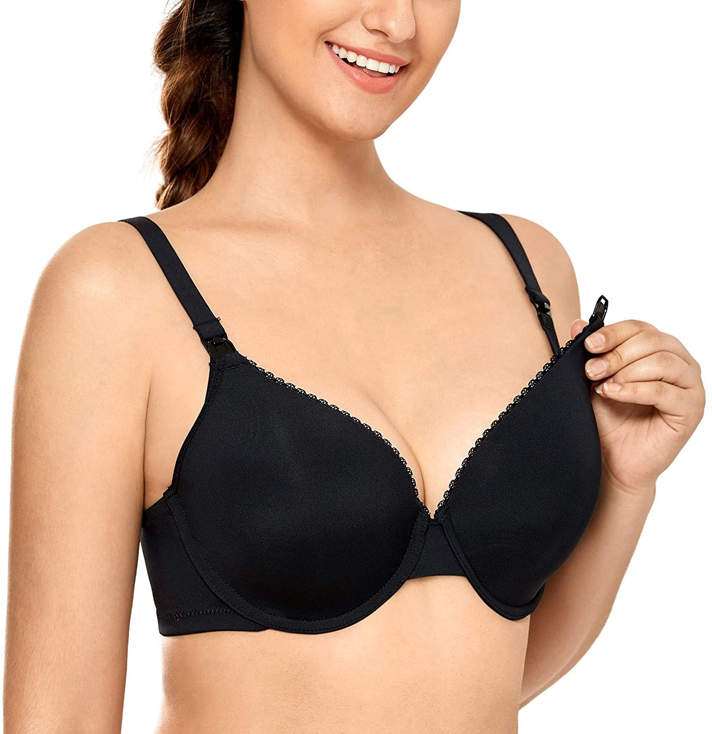 Price:$19.99 CALVENA Women's Full Sling Lightly Padded Underwire Maternity Nursing Bra for Breastfeeding at Amazon Women’s Clothing store