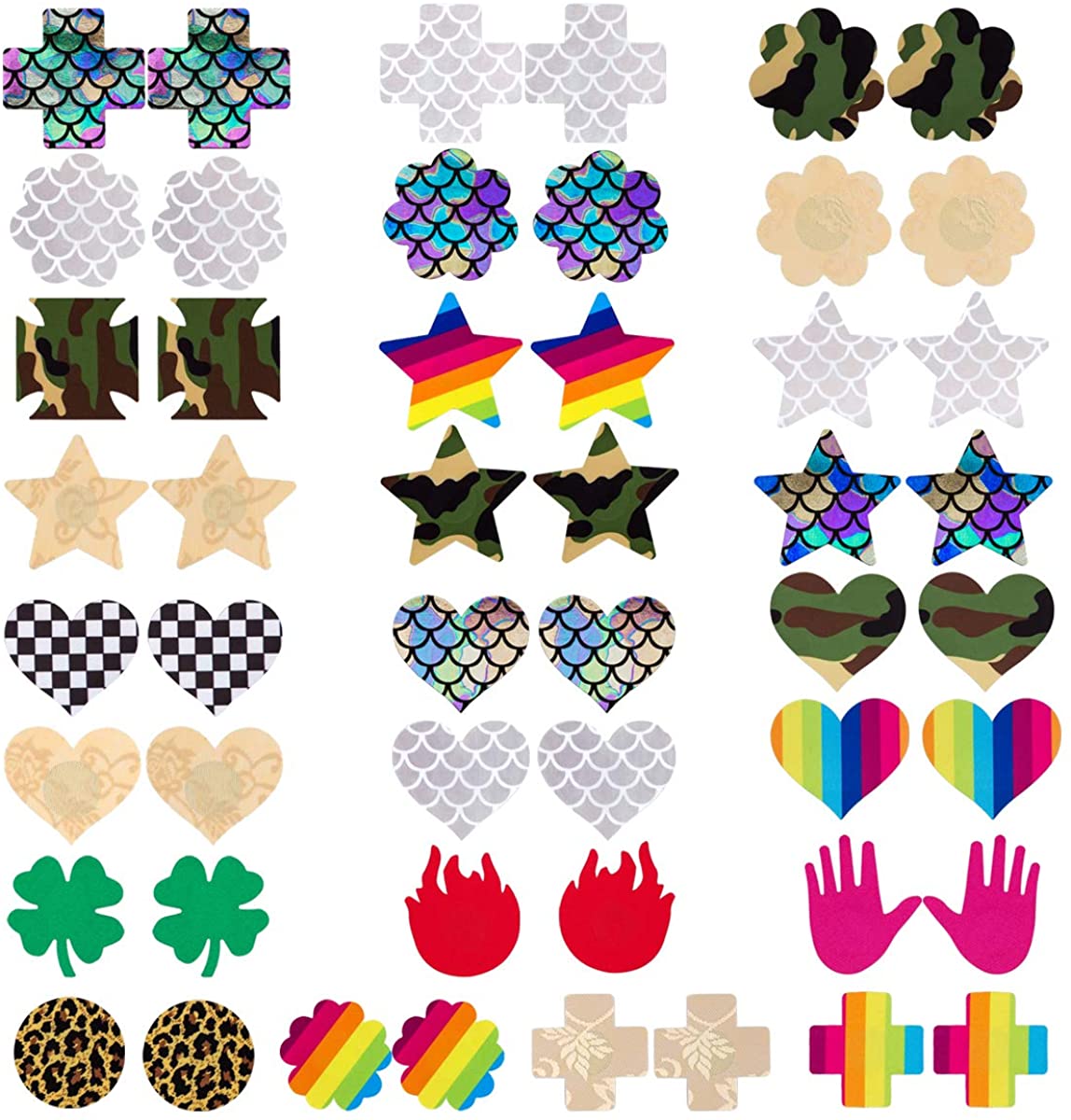 Price:$12.99 Farram 25 Pairs Nipple Covers Stickers Disposable Design Self Adhesive Breast Pasties for Women at Amazon Women’s Clothing store