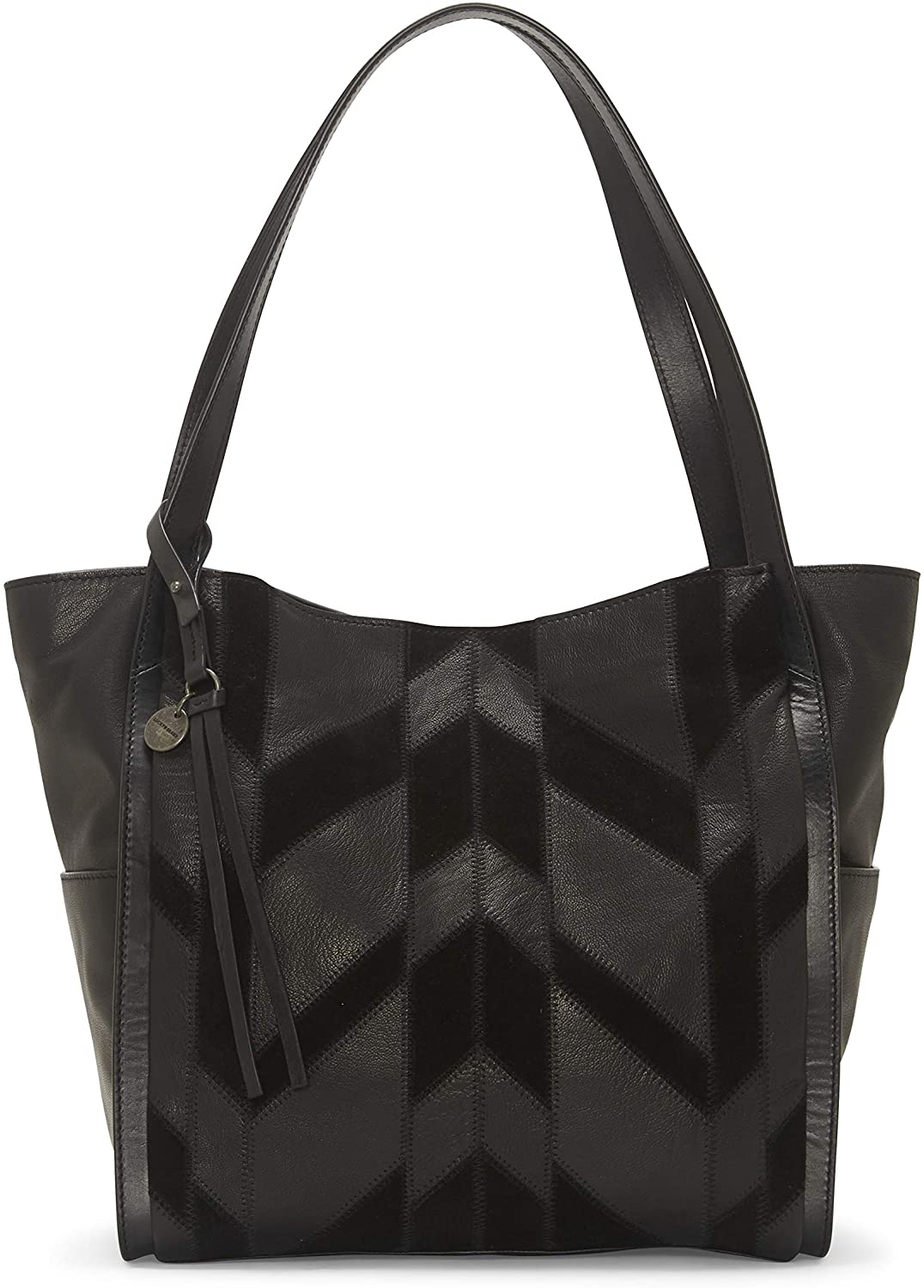 Price:$162.97    Lucky LICH Tote with Leather Patchwork, black patches/ 004  Clothing