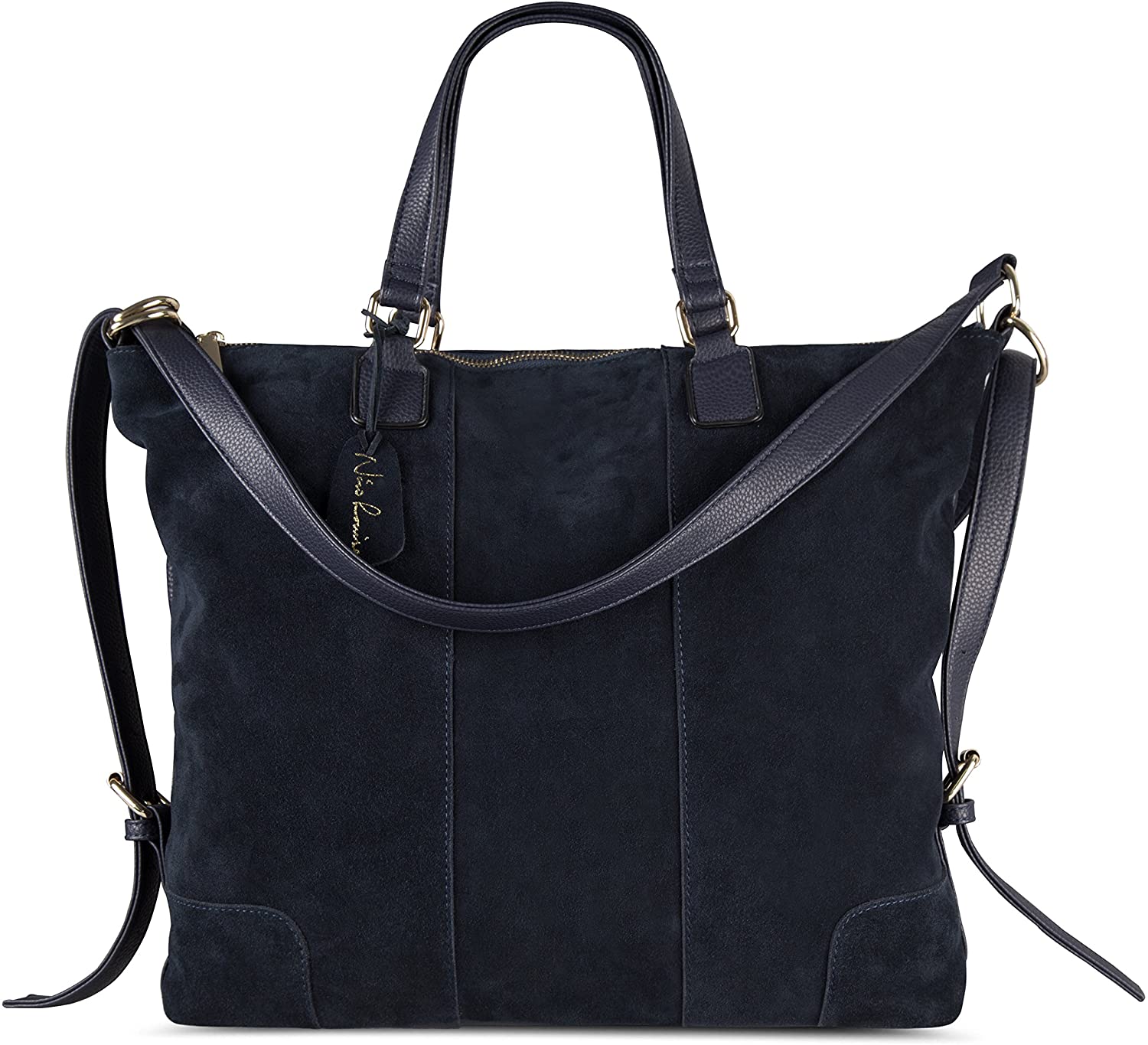 Price:$37.99    Nico Louise Women Real Split Suede Leather Shoulder Tote Bag Female Large Leisure Handbag (Deep Blue)  Clothing