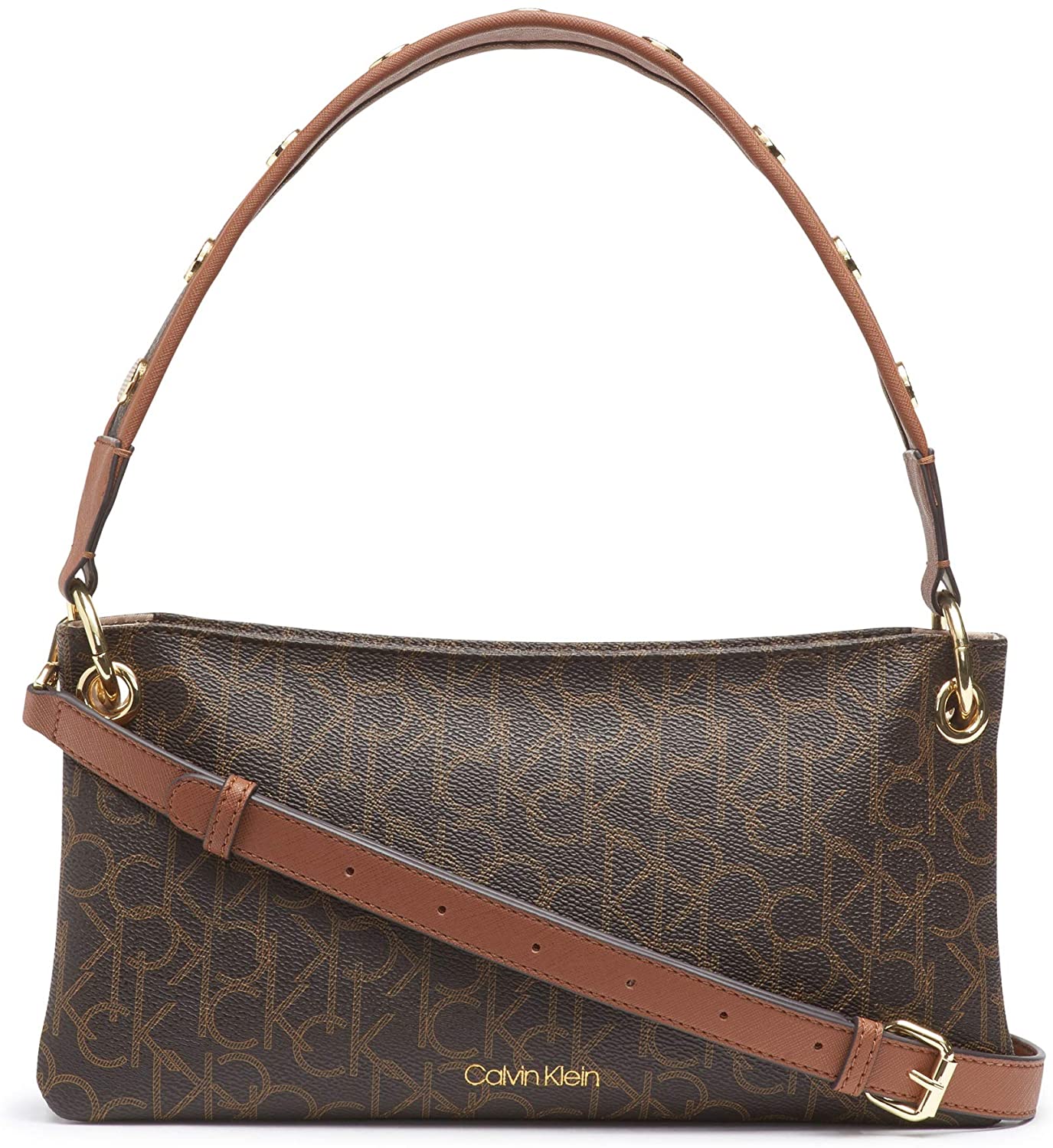 Price:$70.93 Calvin Klein Raya Signature Demi Shoulder Bag, BROWN/KHAKI/LUGGAGE  Handbags   