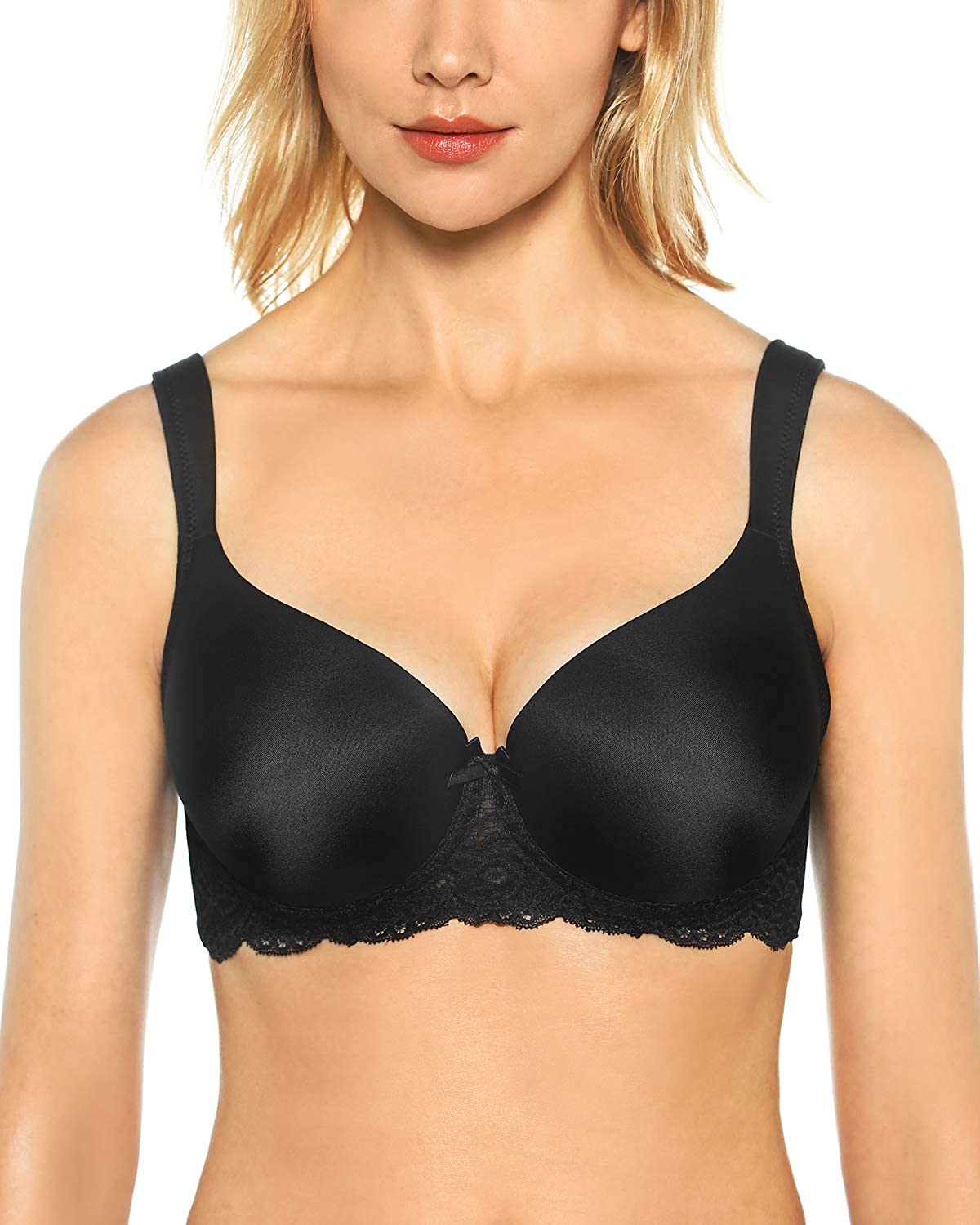 Price:$14.99 Gnowann Women's Full-Coverage Underwire Bra Comfort Soft Wide Strap Contour Bra at Amazon Women’s Clothing store