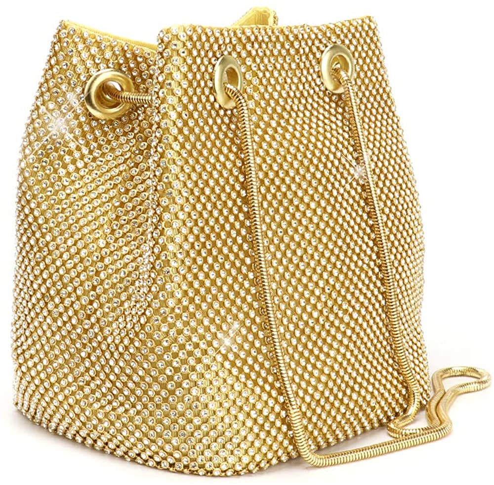 Price:$20.99    Women's Evening Bag- Full Rhinestones Bucket Bag Shining Crossbody Bag Shoulder Bag for Party Wedding Date Night  Clothing