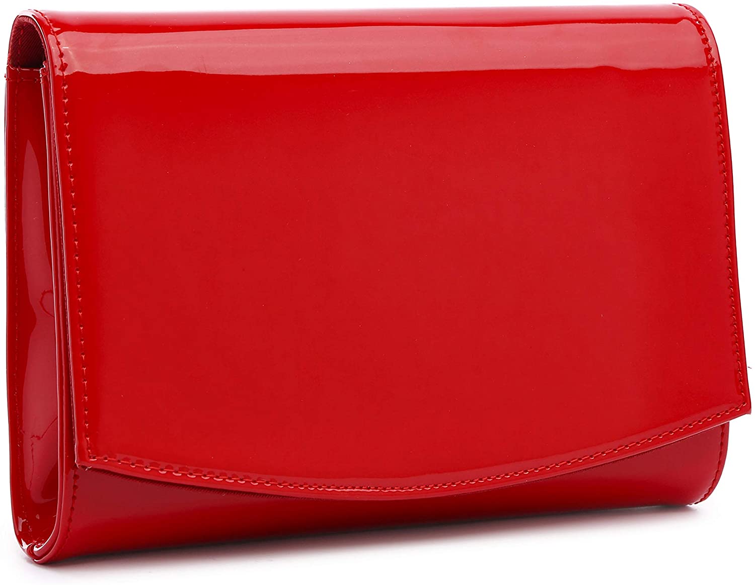 Price:$15.99 Patent Leather Clutch Women Evening Wallets Classic Black Chain Purse Elegant Solid Color Shoulder Bags (Red)  Handbags   
